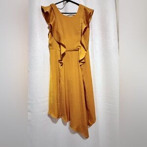 BCBGeneration Gold Strapless Pleated Sundress